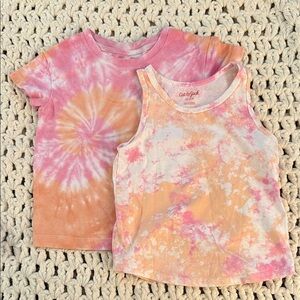 Cat & Jack Pink and Peach Tie-Dye Tank & Tee Set